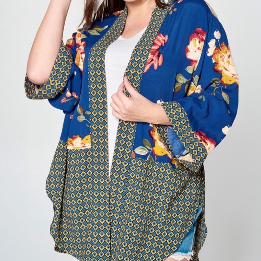 ODDY Royal Floral Woven Kimono Pattern Loose Fit One Size